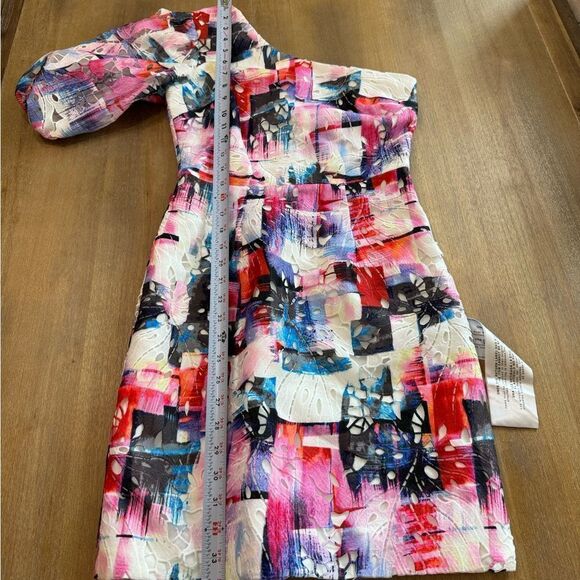 Dress The Population Gabriella Lace One-Shoulder Broderie Anglaise Dress XS - Picture 7 of 14